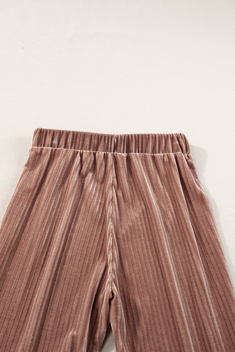 Chestnut Solid Color High Waist Corduroy Flare Pants