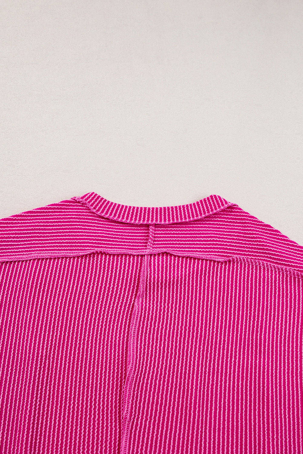 Pink Textured Colorblock Round Neck T Shirt