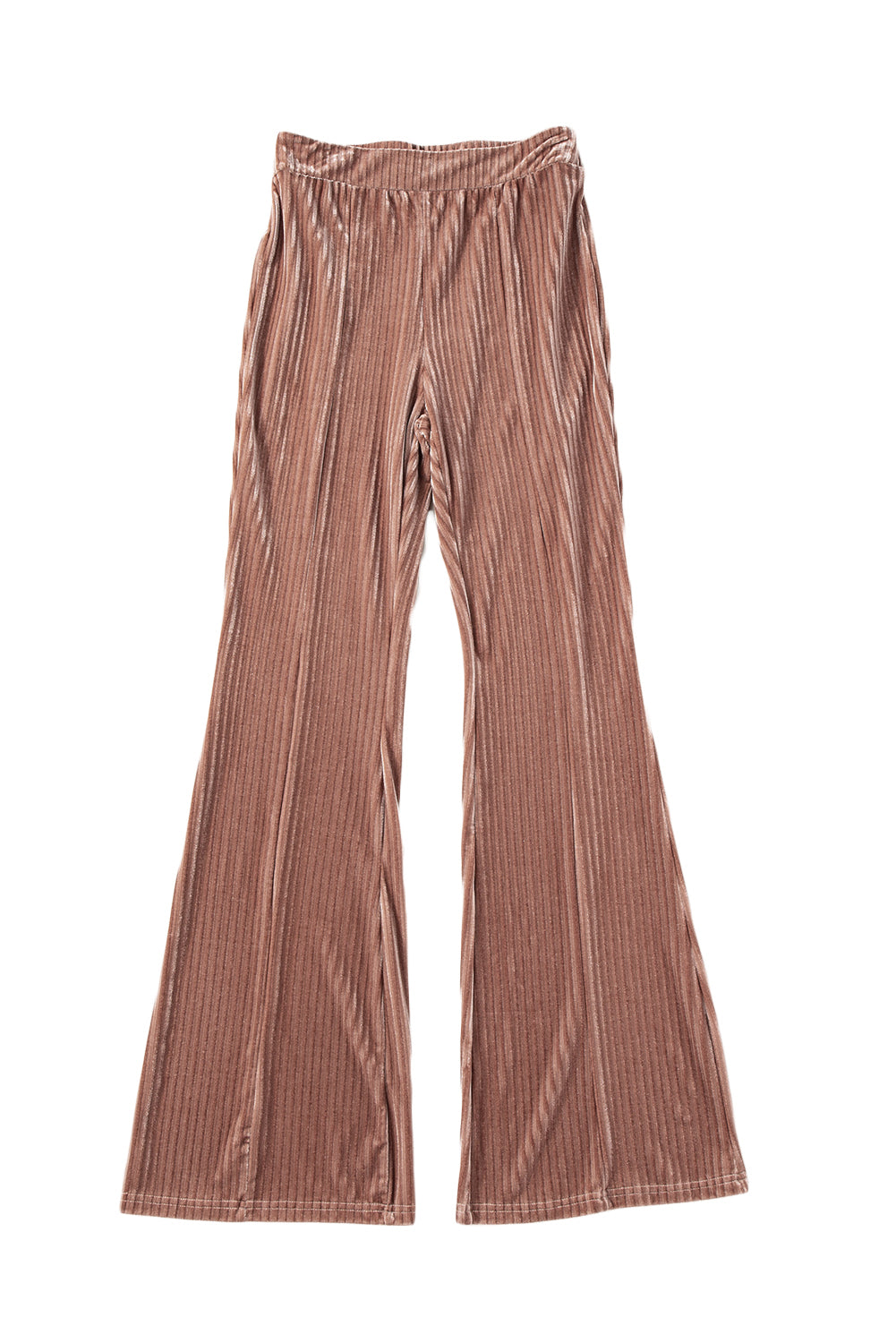 Chestnut Solid Color High Waist Corduroy Flare Pants