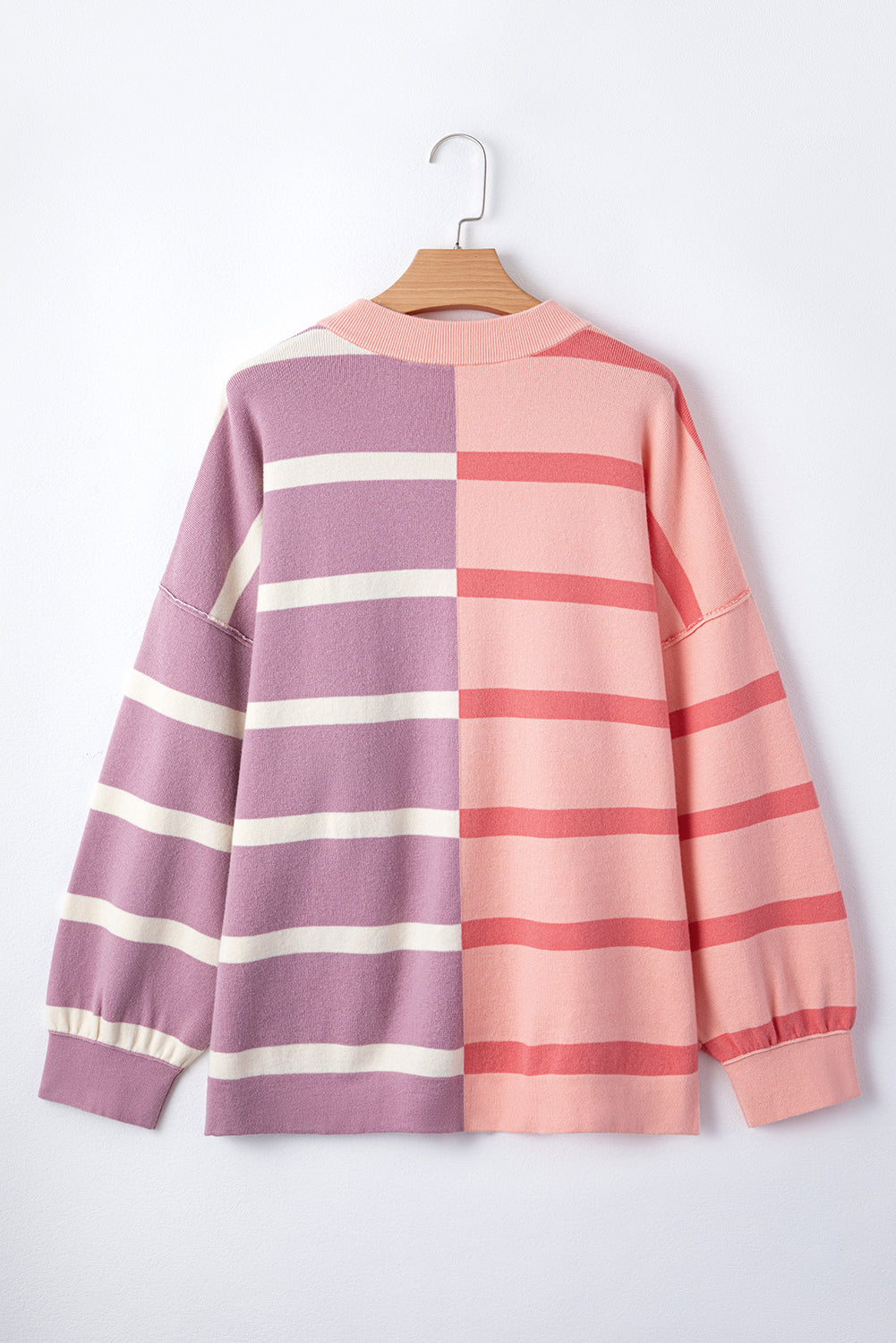 Khaki Stripe Exposed Seam Loose Sweatshirts