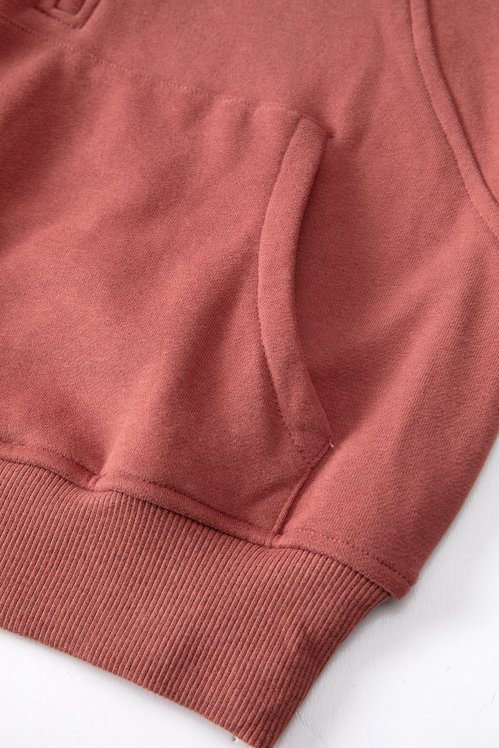 Brown Zip Up Stand Collar Thumbhole Sleeve Sweatshirt