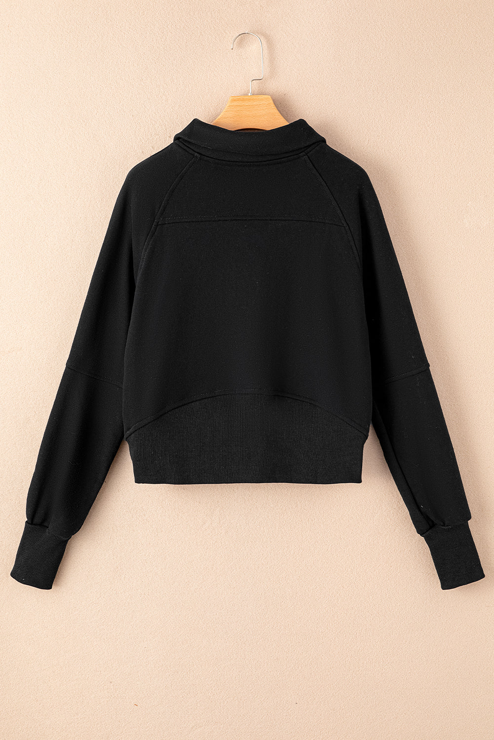 Brown Zip Up Stand Collar Thumbhole Sleeve Sweatshirt