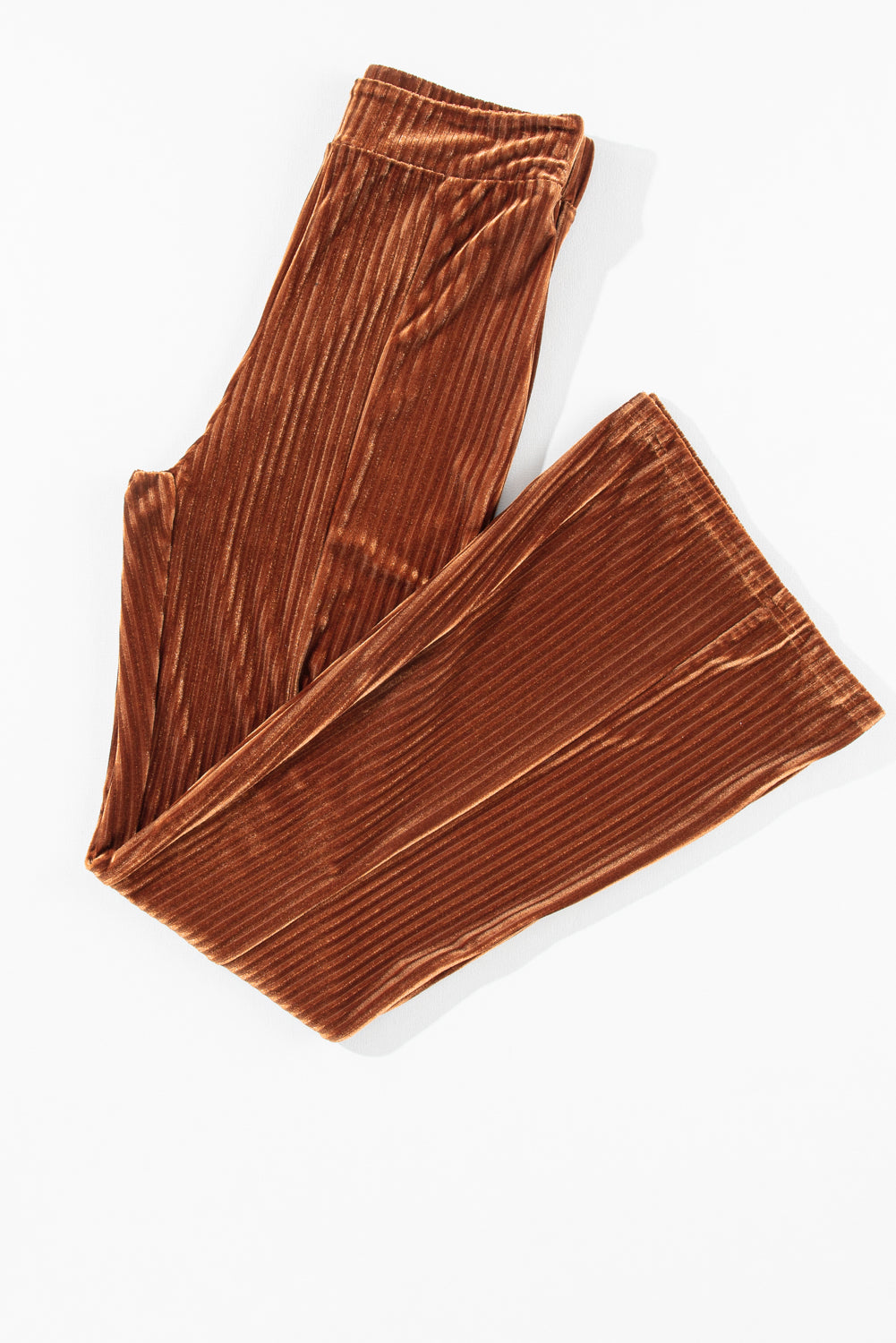 Chestnut Solid Color High Waist Corduroy Flare Pants