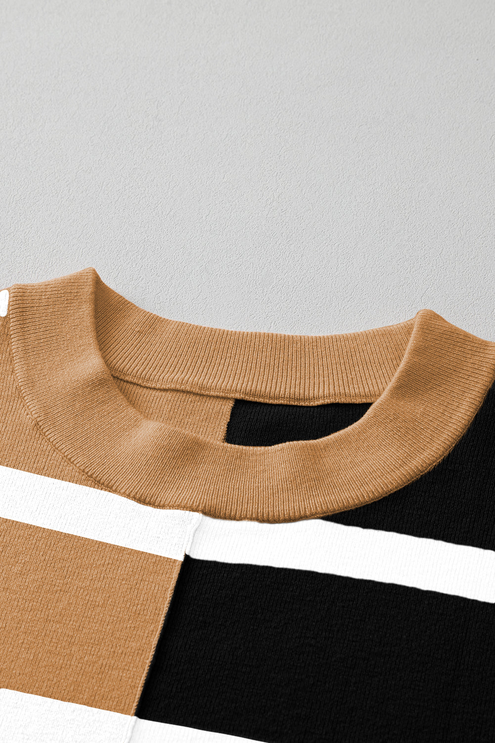 Khaki Stripe Exposed Seam Loose Sweatshirts