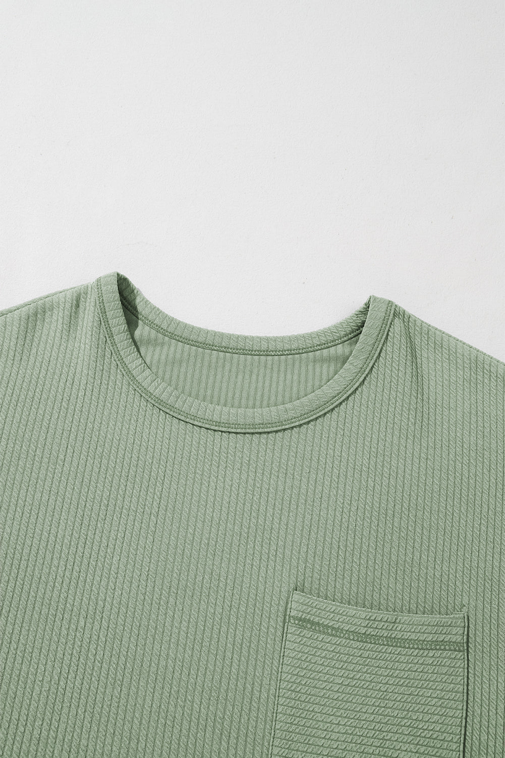 Clearly Aqua Pocketed Ribbed Long Sleeve Top